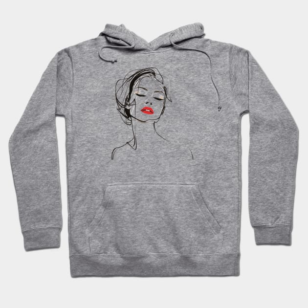 Woman With Red Lipstick Hoodie by Retroprints